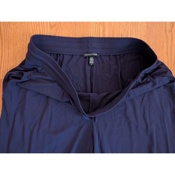 Eileen Fisher Navy Blue Fine Jersey Slouchy Pants Joggers Large Viscose Stretch - Picture 5 of 11